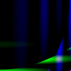Luci verdi ed ombre su sfondo blu