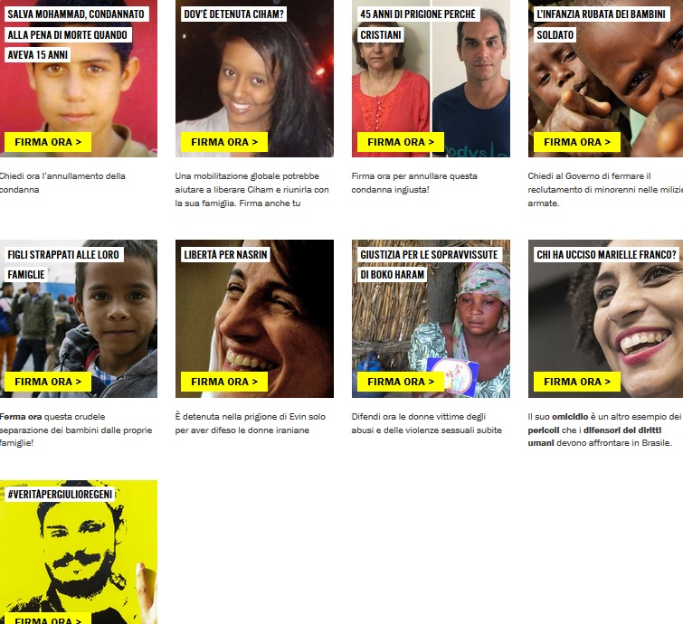 Aiuta Amnesty: la tua firma può salvare una vita