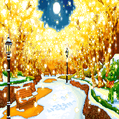 Neve su paesaggio arancione