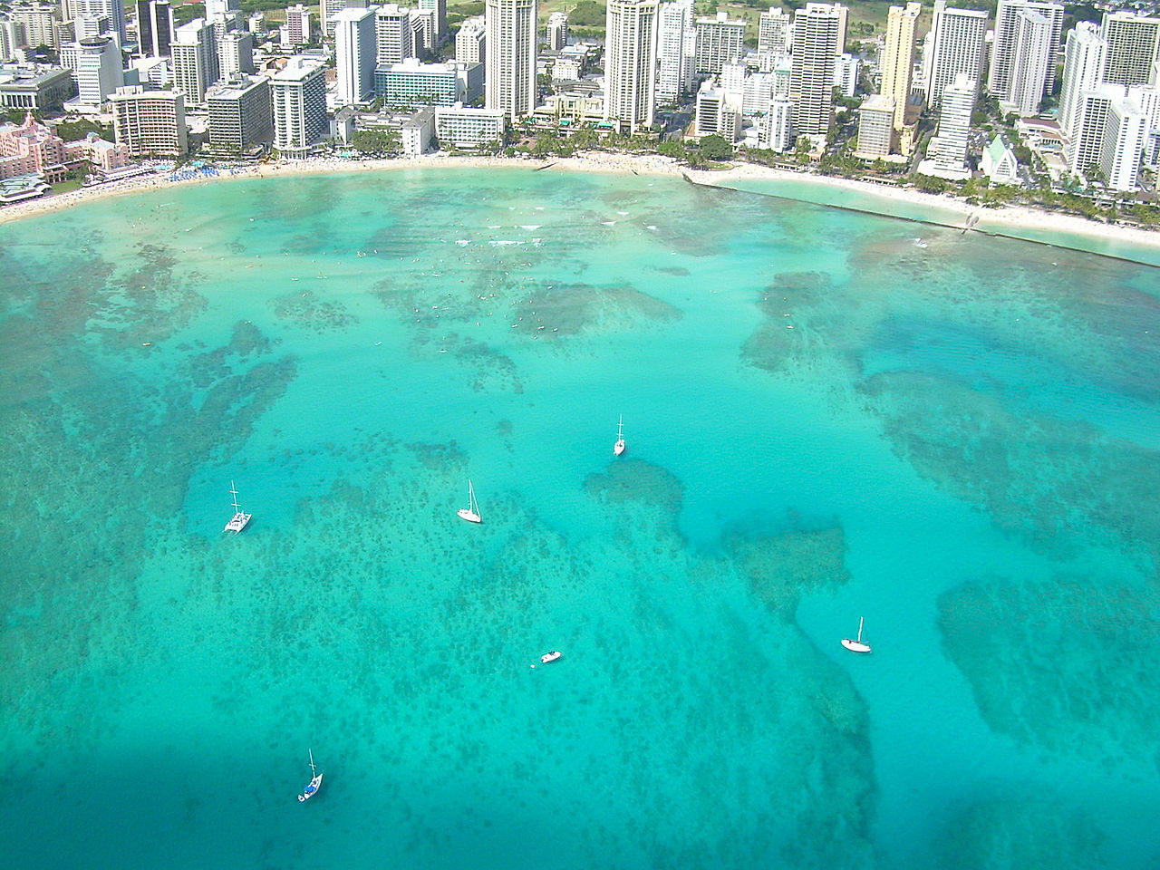 Quartiere Waikiki a Honolulu nelle Hawaii - USA